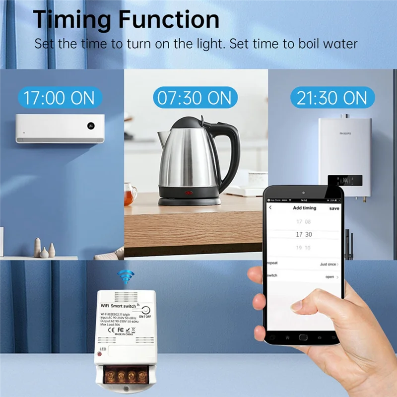 ABCL Wifi Smart Switch 30A وحدة التتابع الذكية Switch وحدات تحكم أتمتة المنزل على الخروج توقيت الكلام