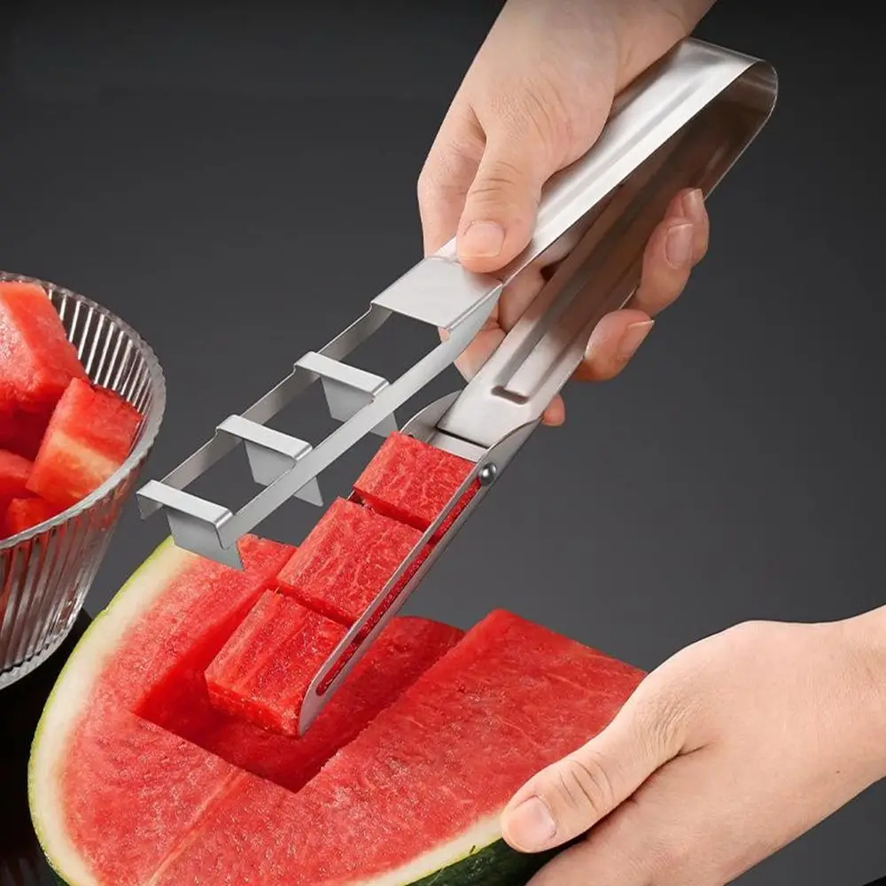 

Stainless Steel Watermelon Slicing Gadget Portable Multifunctional Watermelon Divider Fruit Dicing and Meat Digging Tool