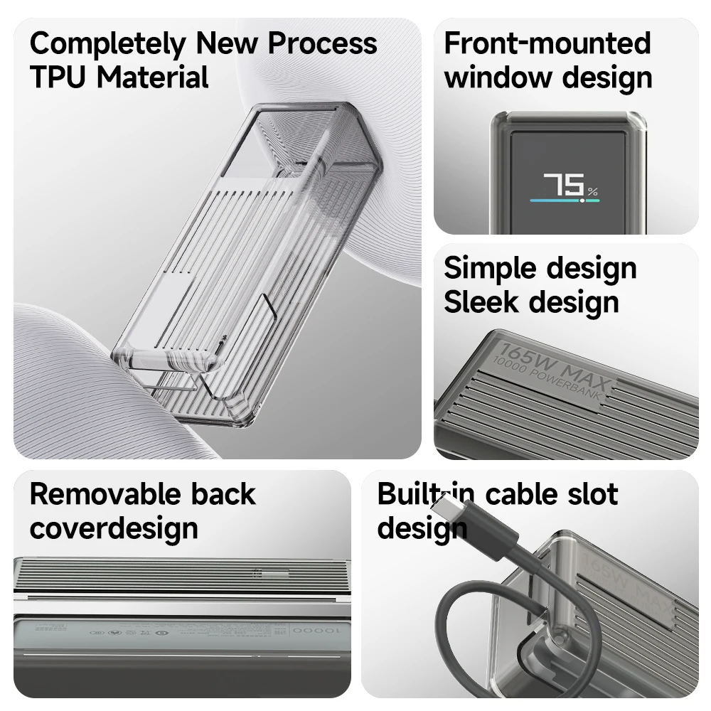 TPU Case Cover for Xiaomi 165W Power Bank Anti-Scratch Shockproof Protective Shell for Xiaomi 20000mAh PB1165MI Portable Charger