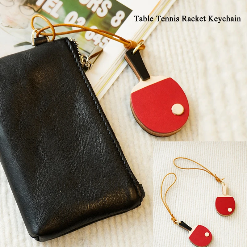 

Брелок-подвеска ручной работы из кожи в виде ракетки для настольного тенниса, мини-сумочка, спортивный брелок, сувенир, подарок, милые подвески в виде ракеток для пинг-понга, 1 шт.
