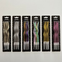 6/12Pcs Birthday Spiral Cake Candles with Holders Long Thin Curly Coil Metallic Cake Birthday Wedding Party Decoration