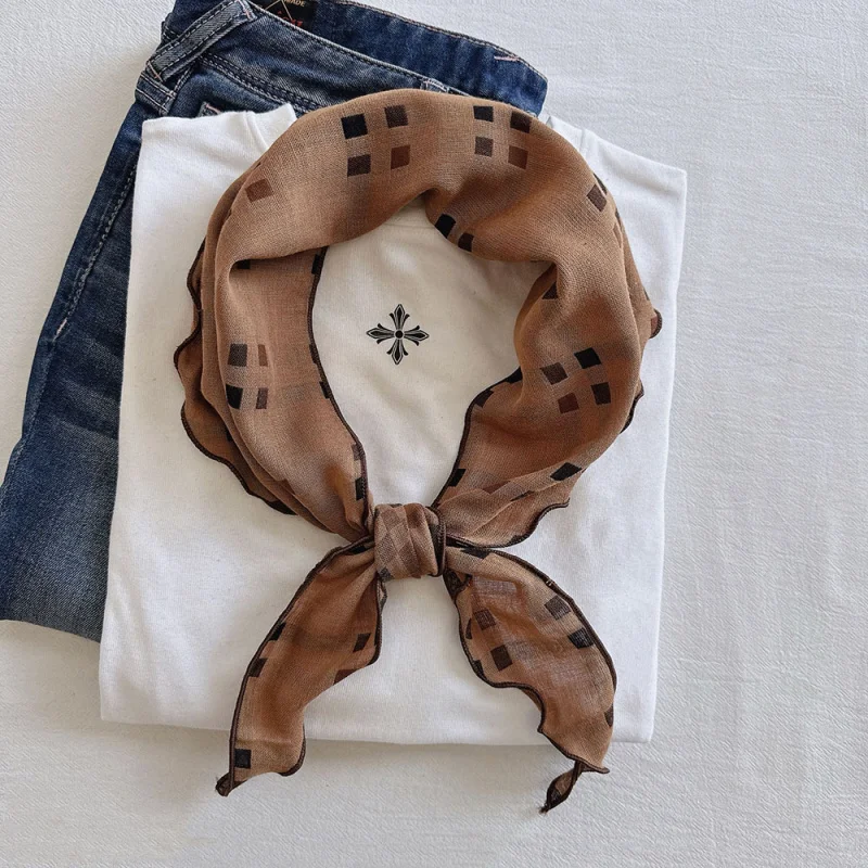 

%cotton plaid British college style neck scarf women, breathable decorative outer scarf, scarf,-borde