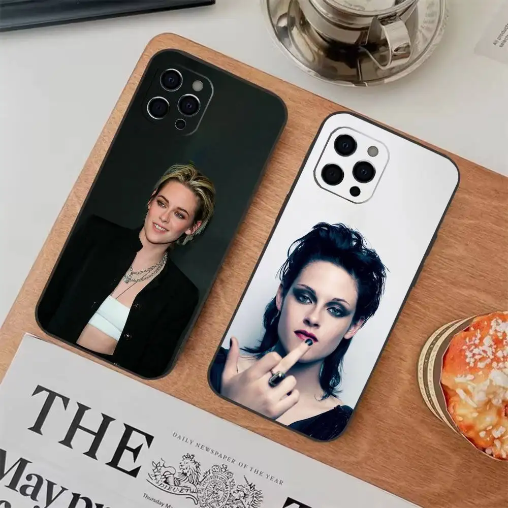 

Actor KStew Kristen Stewart Phone Case For iPhone 11 12 13 14 15 16 17Pro,MAX Soft Black Shockproof Cover