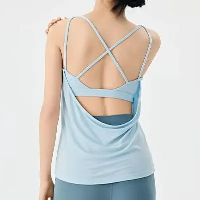 Women Slim Fit Cropped Sports T Shirt Cross Hollow Mesh Back Yoga Cover Up Workout Daily Training Top