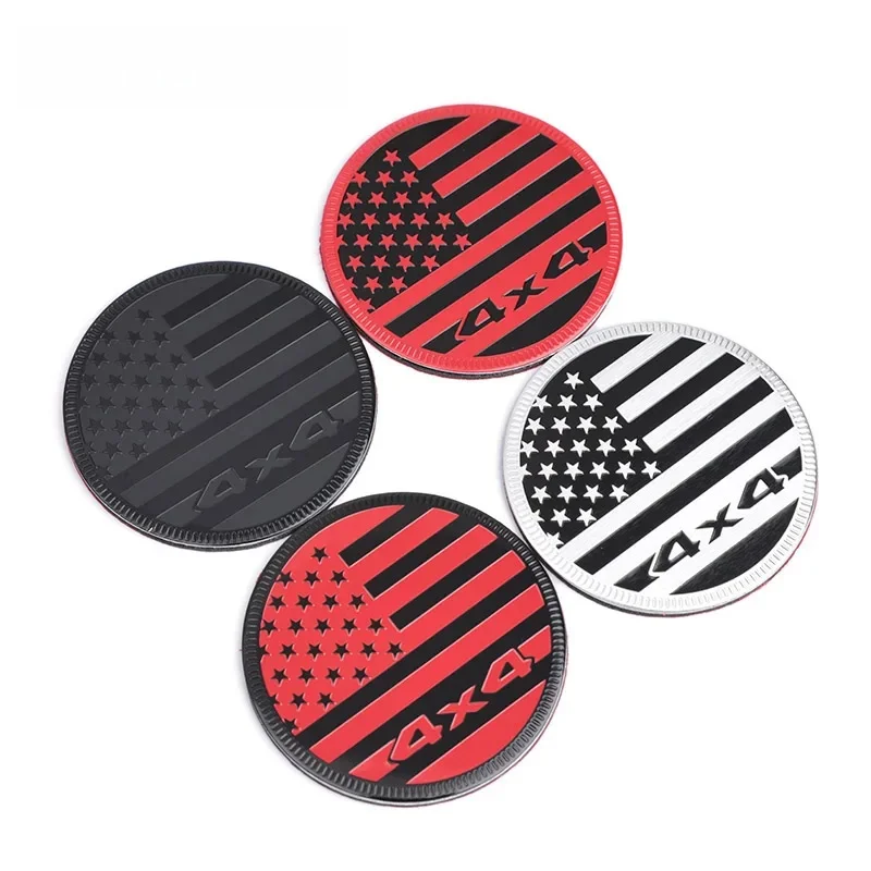 OTOKIT 1 pcs Automobile 4X4 Round Exterior Accessories United States Of America USA National Flag Aluminum Alloy Car Stickers
