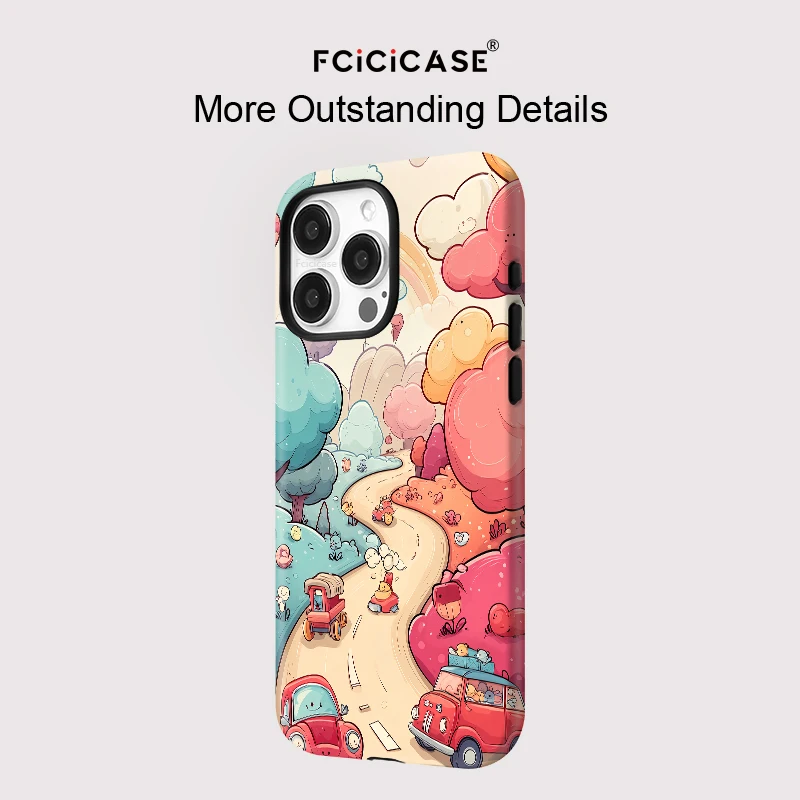 Fcicicase Cartoon-Muster-Hülle für iPhone 16 15 14 Pro Max 11 12 13 Pro für Magsafe magnetische kabellose Lade-Acryl-TPU-Abdeckung