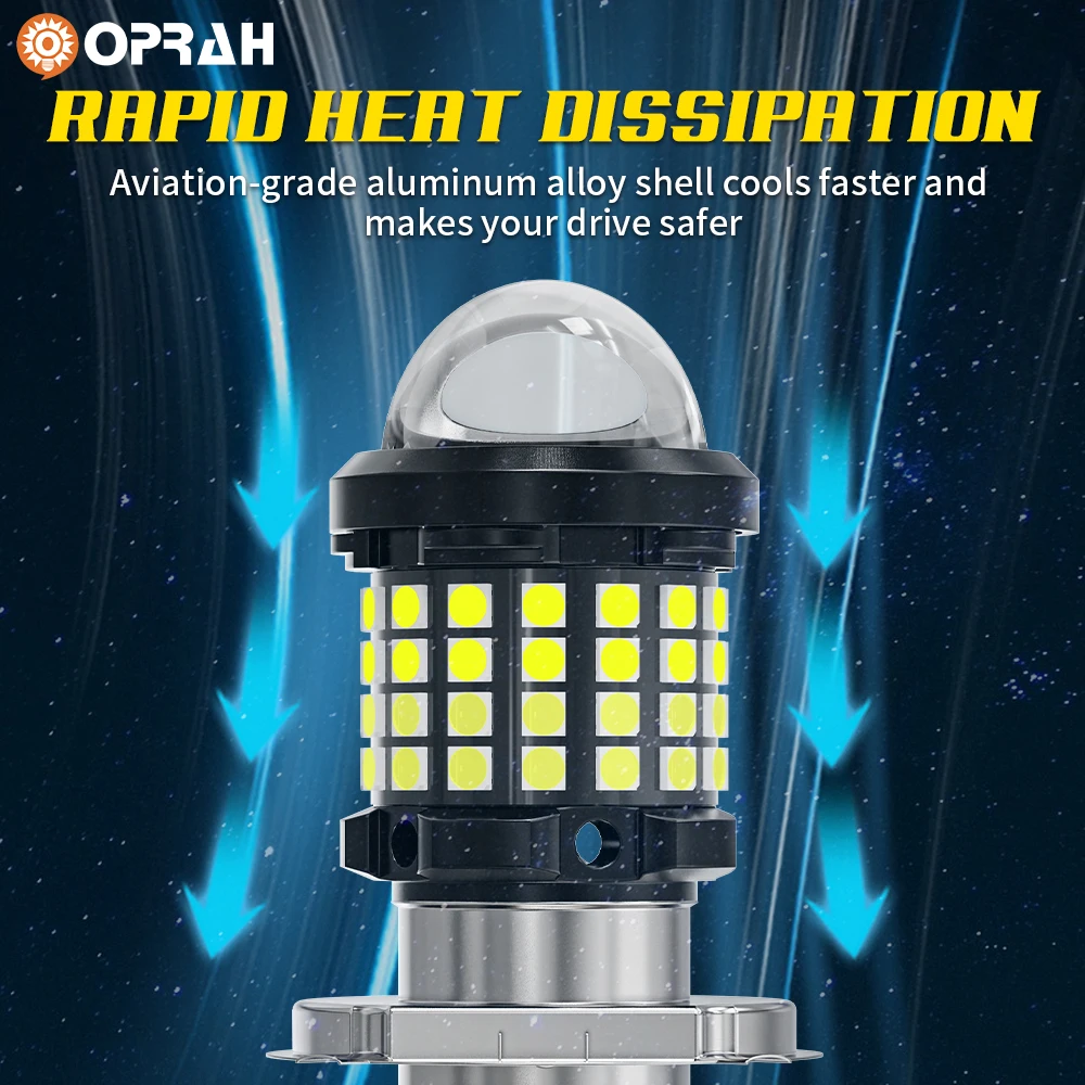 Oprah H4 LED H6 BA20D Motorcycle Headlight Bulb CSP Projector Lens White Yellow Hi/Lo Beam Lamp For Moto Scooter Accessories 12V