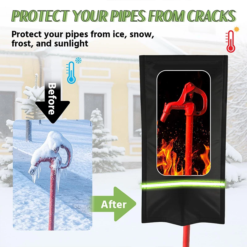 غطاء مضاد للتجمد للصنبور الخارجي مع شرائط عاكسة لصنبور الحديقة غطاء قماش أكسفورد عازل للحرارة ومقاوم للثلج