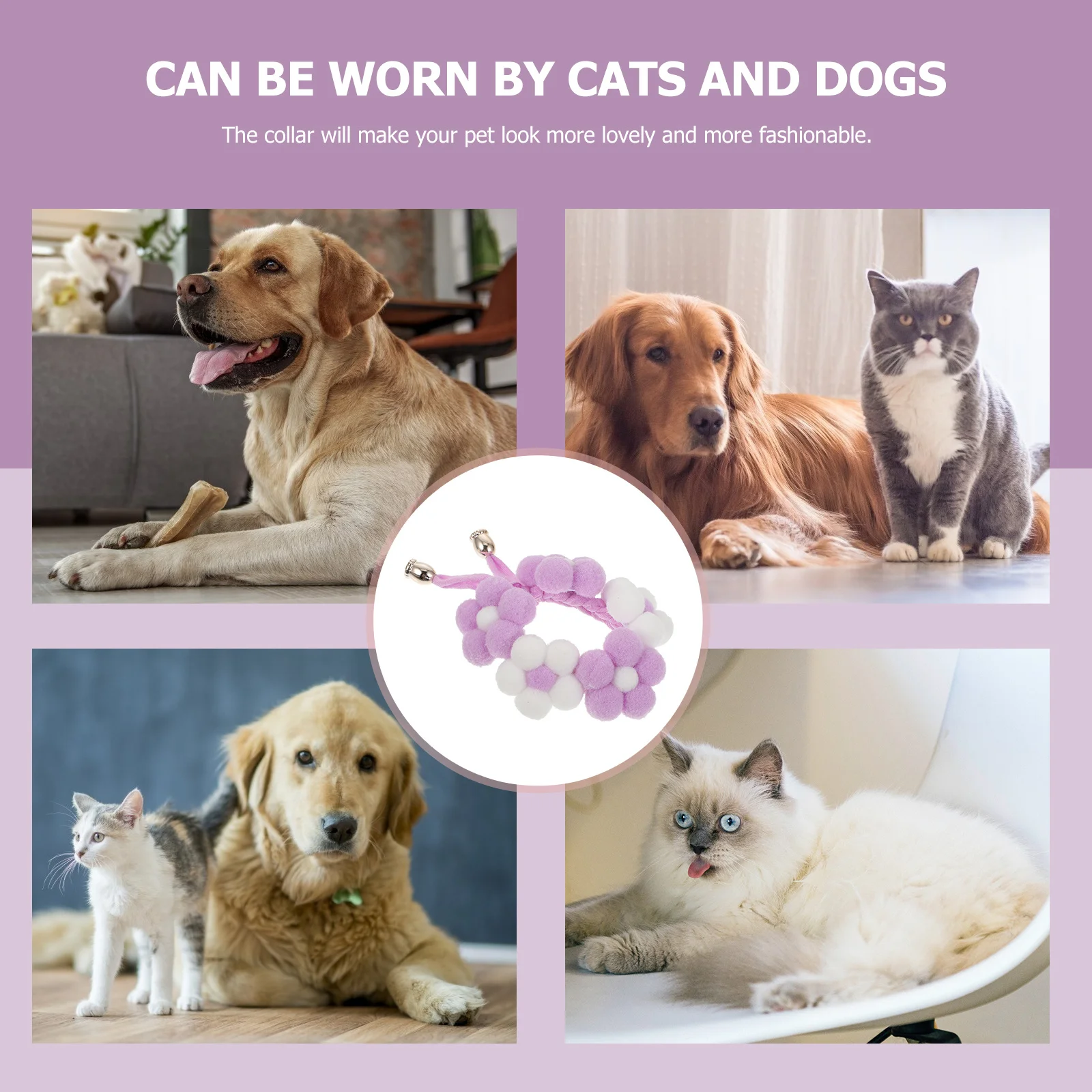 

1Pcs Pet Collar Hand Knitted Adjustable Lightweight Flowers Cat Dog Collar Small Decoration Dog Knitted Collars