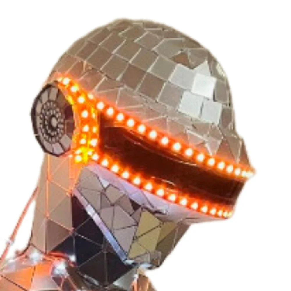 Wearable Gold Silver Disco Mirror Helmet  Cosplay Mask Halloween Decoration Props