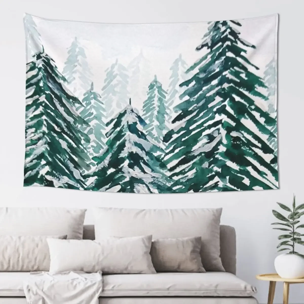 

snowy pine forest green Tapestry Room Decoration Accessories Carpet Wall Tapestry