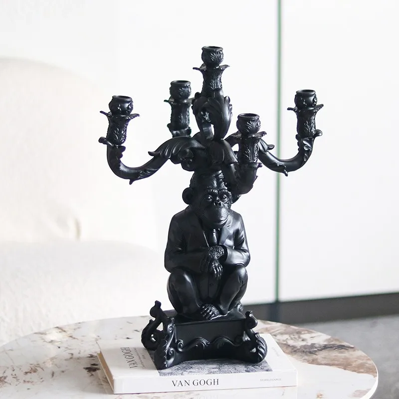 Mid ancient style, five headed gorilla, candle stand, animal ornaments, art decorations, and ornaments