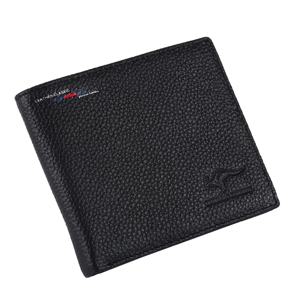 Kangaroo Kingdom กระเป๋าสตางค์ผู้ชายกระเป๋าใส่บัตรเครดิตดีไซน์สั้นกระเป๋าใส่เงินหนังแท้แบรนด์