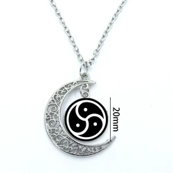 Bdsm Triskelion Symbol Moon Necklace Jewelry Women Accessories Party Glass Dome Girls Jewelry Pendant Charm Lady Chain