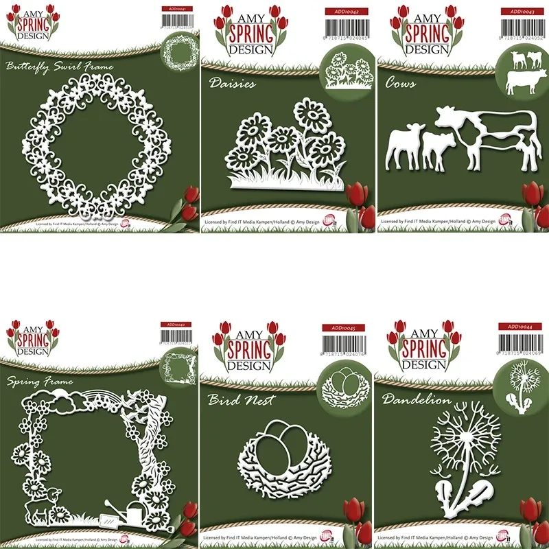 1pc Piggy Craft metal cutting dies cut die mold Spring flowers frame bird nest Scrapbook paper craft mold blade punch stencil