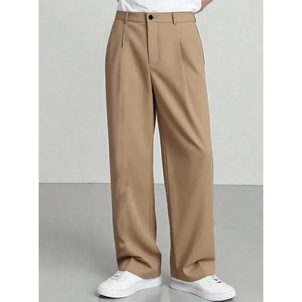 Mens Chino Suit Pants Straight Leg Classic Solid Color Formal Trousers Business Office Wear Flat Front Dress Pants for Men Casua