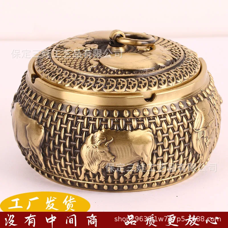 Manufacturer wholesale brass-made Wuniu , ashtray with lid, decorative craft item
