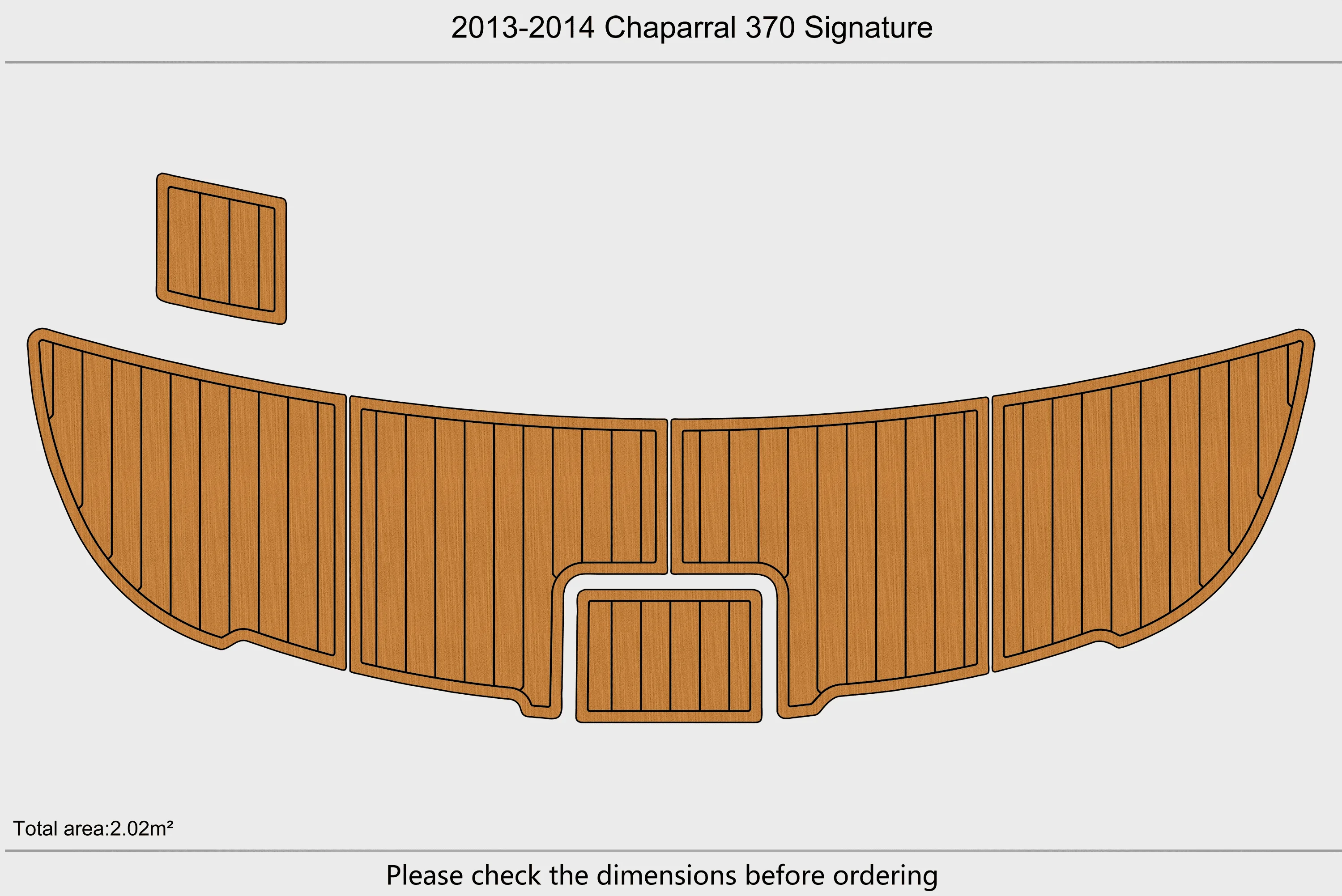 Marine Faux Teak EVA Non-Slip Mat-2013-2014 Chaparral 370 Signature Self-Adhesive 1/4