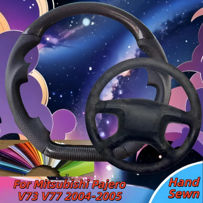 

Hand-Sewn Genuine Leather Car Steering Wheel Cover For Mitsubishi Pajero V73 V77 2004-2005 Car Interior Accessories