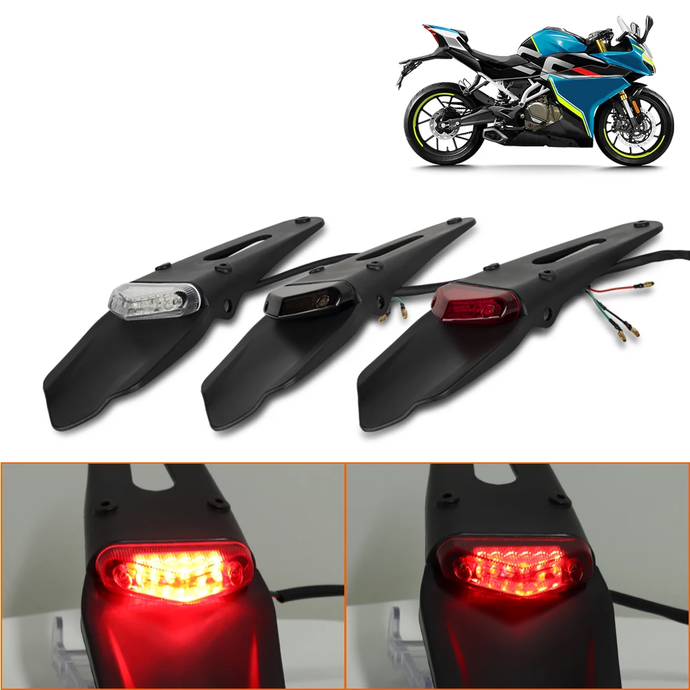

Motorcycle Rear Fender License Plate Bracket Holder With LED Brake Lamp 12V For Enduro Dirt Bike For Suzuki Kawasaki Brake Lamp