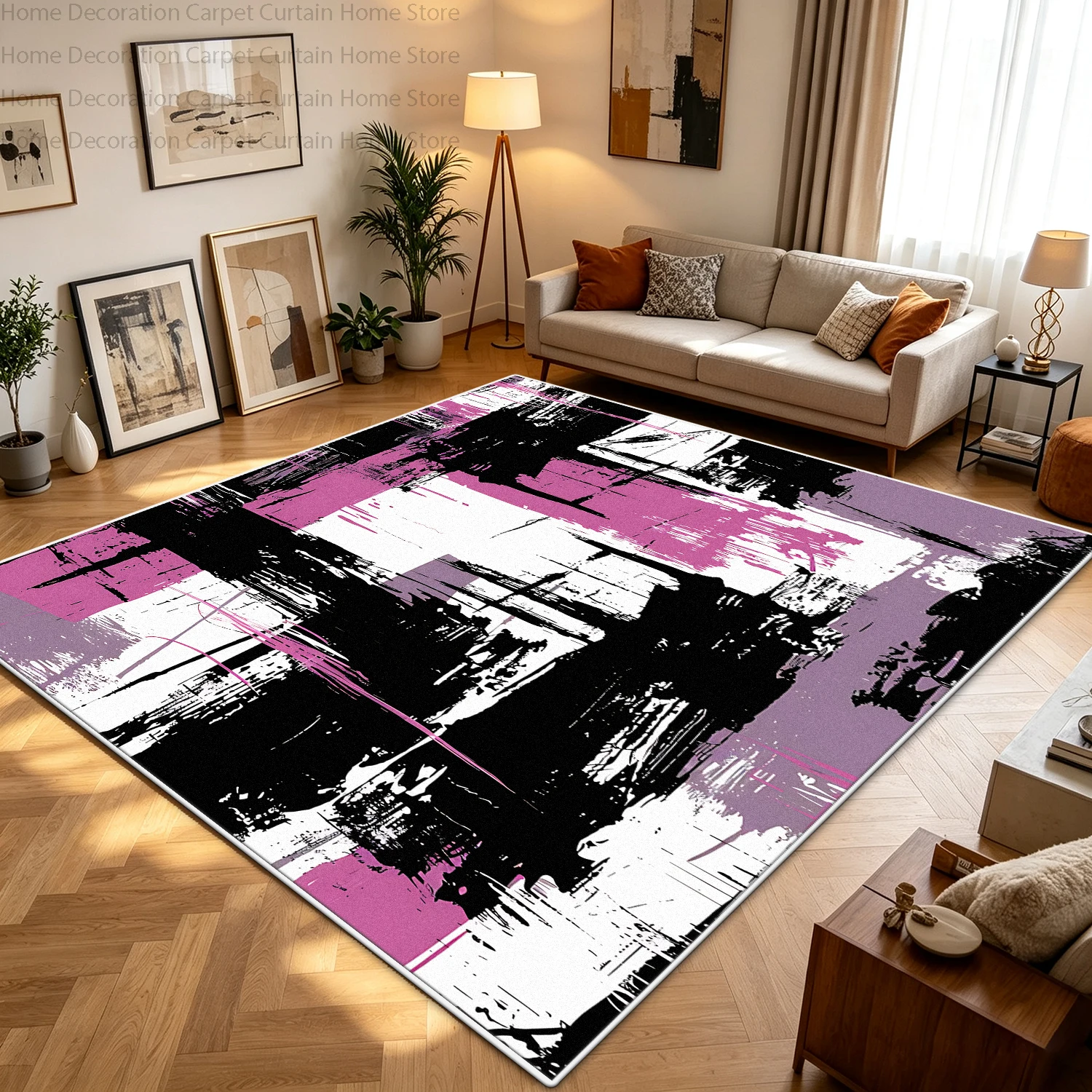 Modern Abstract Colourful Pink Black White Carpets Living Room Large Area Rugs Bedroom Non-slip Soft Floor Mats Home Decoration