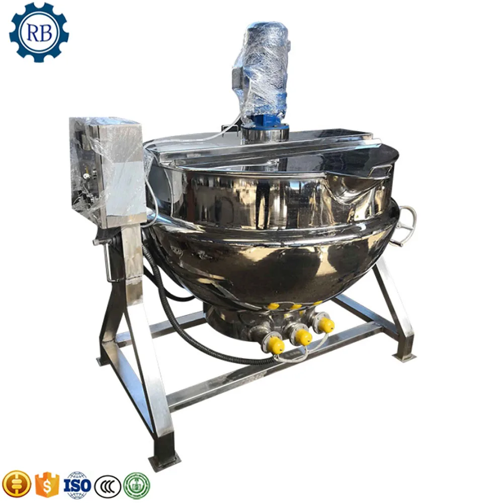 Gas type 50-600L jacket kettle with agitator paste cooking mixer machine good price Tilting  Sandwich pot