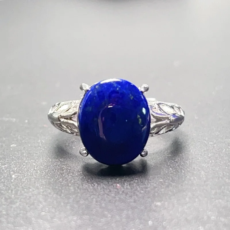 Natural Afghanistan Lazuli Ring Solid 925 Silver 10mm*12mm 5ct Lapis Lazuli Silver Ring for Woman