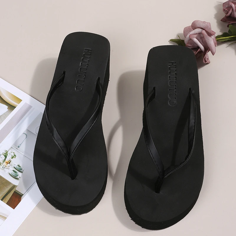 Leichte Keile-Flip-Flops für Frauen, 2025, Sommer, dicker Boden, Strand-Hausschuhe, Frau, bequeme Clip-Toe-Sandalen, weiblich – Detail 10