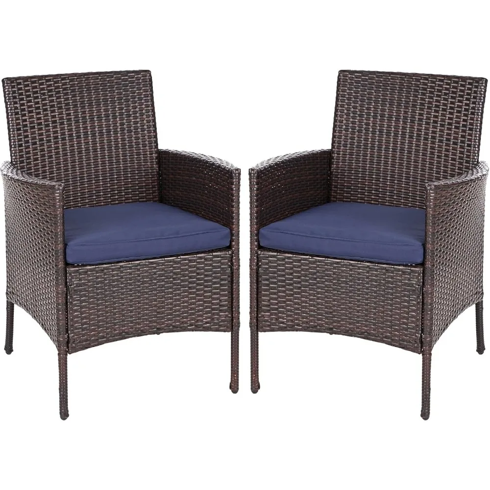 

A set of 2 terrace chairs, 2 all-weather rattan outdoor dining chairs with seat cushions