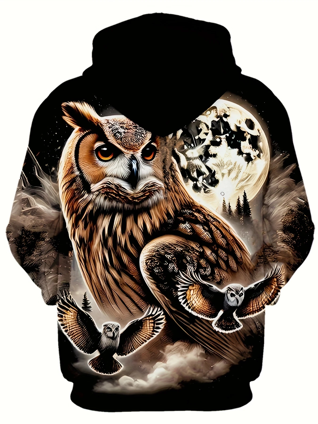 

Винтажные толстовки с 3D принтом совы и животного, мужские модные толстовки с капюшоном совы и птицы, пуловеры с капюшоном, спортивный костюм в стиле Харадзюку, мужская одежда