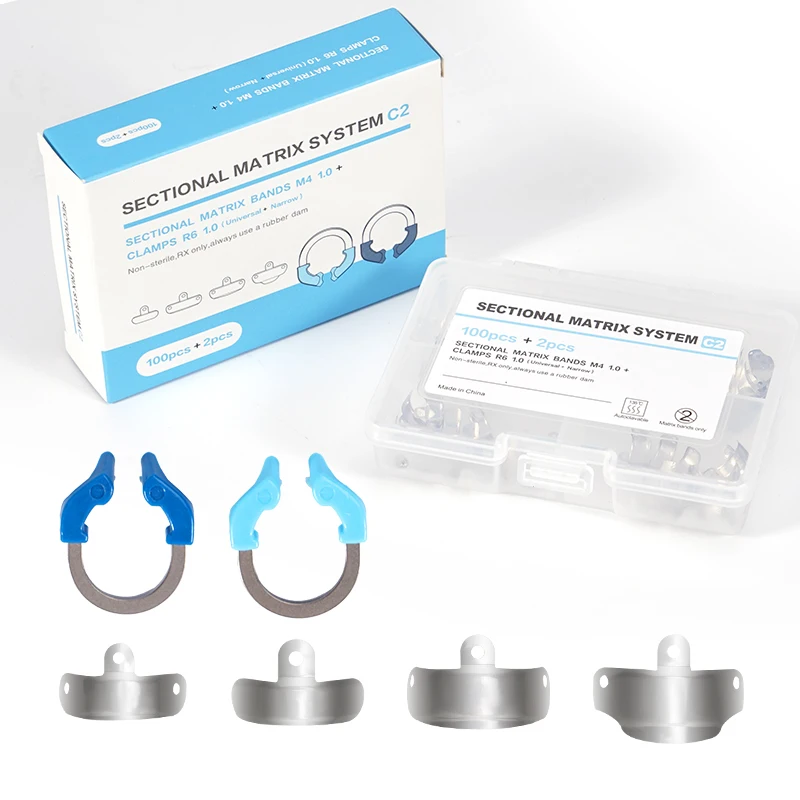 Dental Matrix Bands M4 Nickel Titanium Universal Narrow Clamping Ring Sectional Contoured Matrices System Molding Sheet