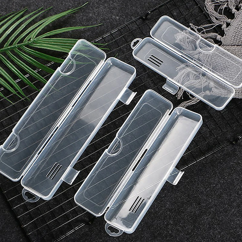 Portable Makeup Brush Organizer Eyebrow Pencil Tableware Chopsticks Transparent With Cover Storage Box Kitchen Accessories