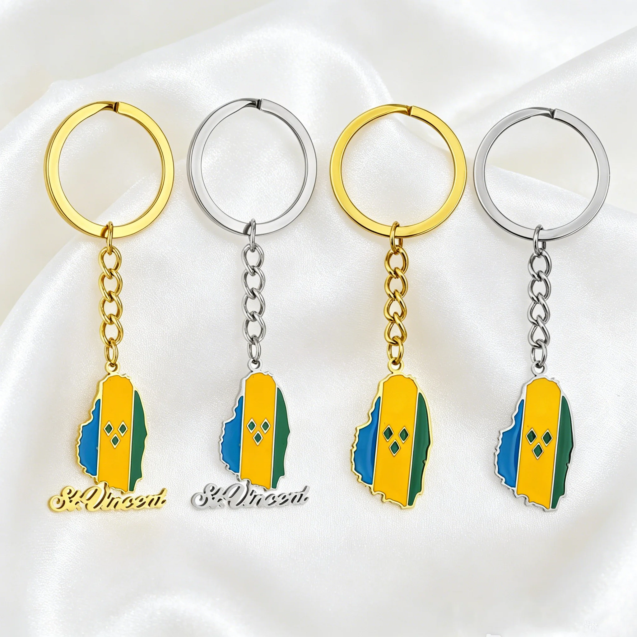 Saint Vincent Enamel Pendant Keychain, Simple Versatile Ethnic‑Style Bag Charm, Unisex Fashion Accessories