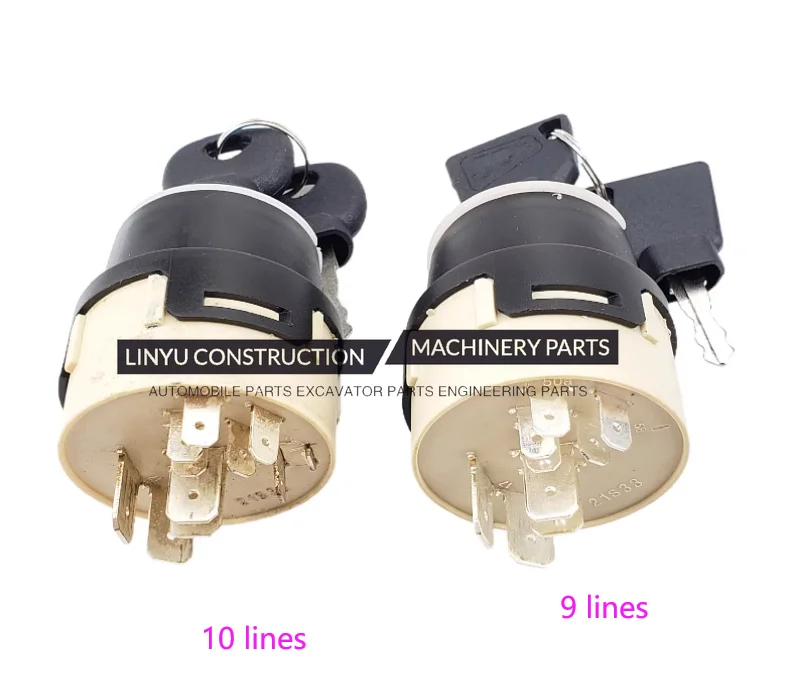 9pins/10pins For Excavator accessories For JC 3XC key start ignition switch electric door lock start switch ignition