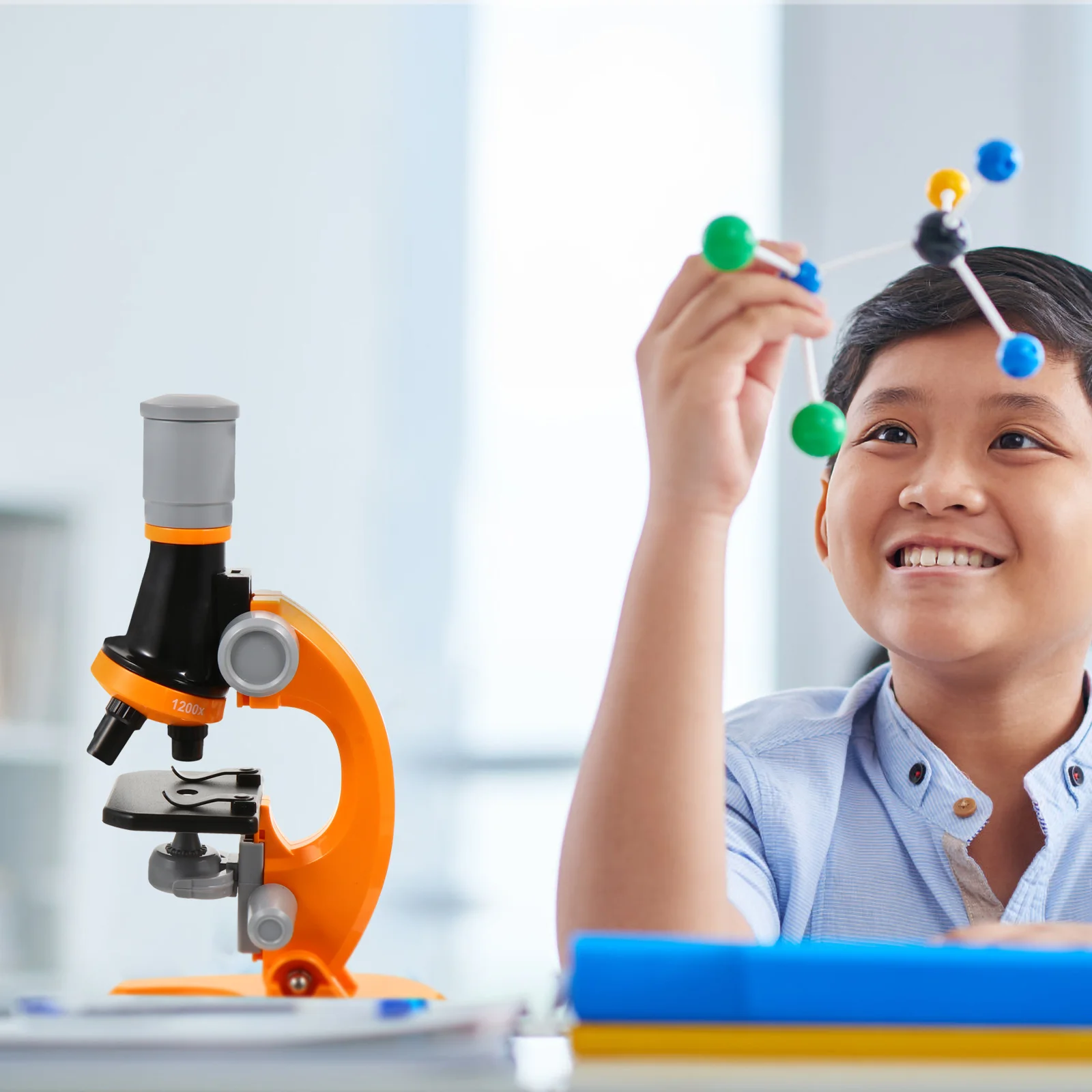 1 conjunto de microscópio para estudantes, lupa biológica educacional, ferramenta de aprendizagem científica, acessório de experimento de haste precoce para crianças