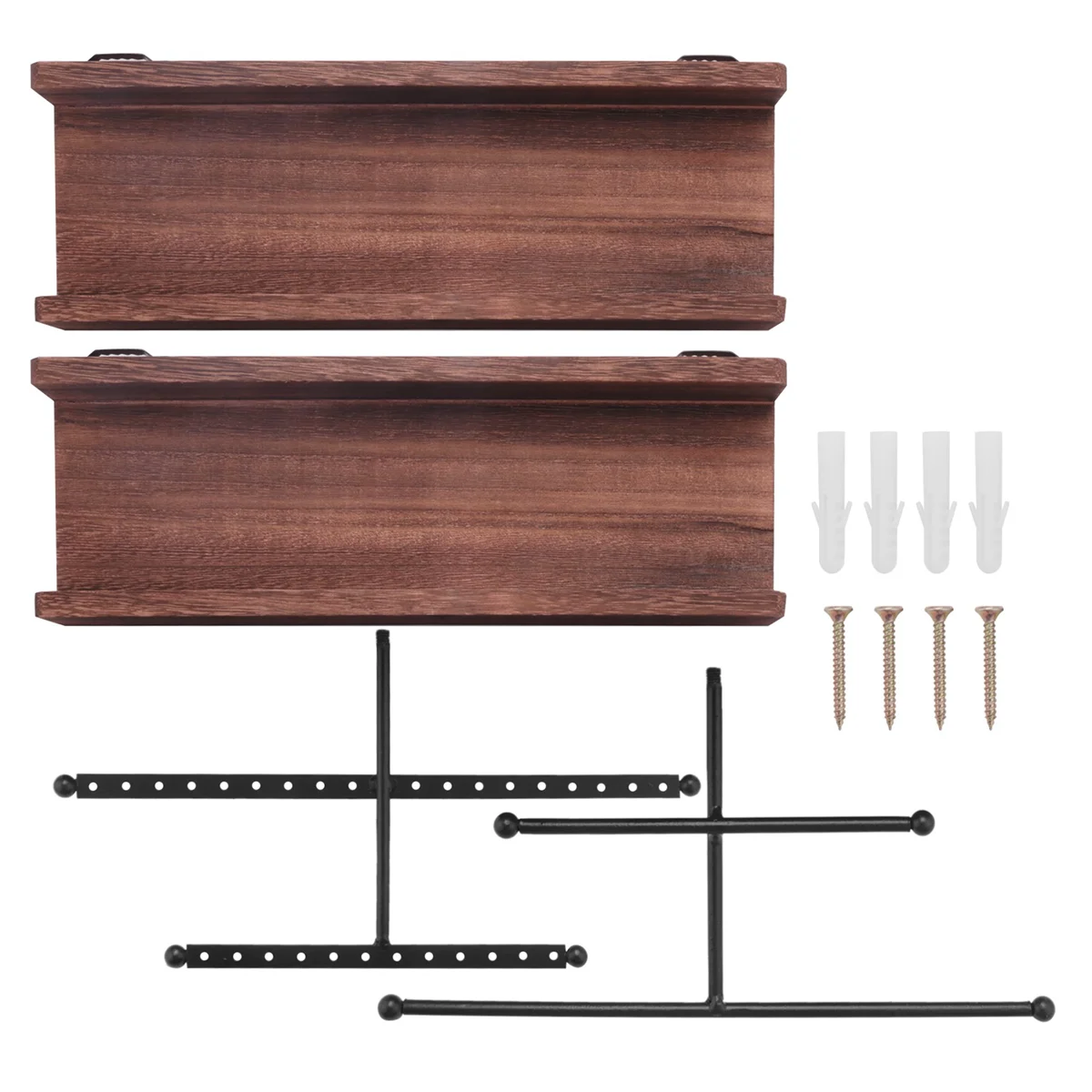 

2PCS Hanging Wall Mounted Jewelry Organizer with Rustic Wood Jewelry Holder Display for Necklaces Bracelet Earrings Ring