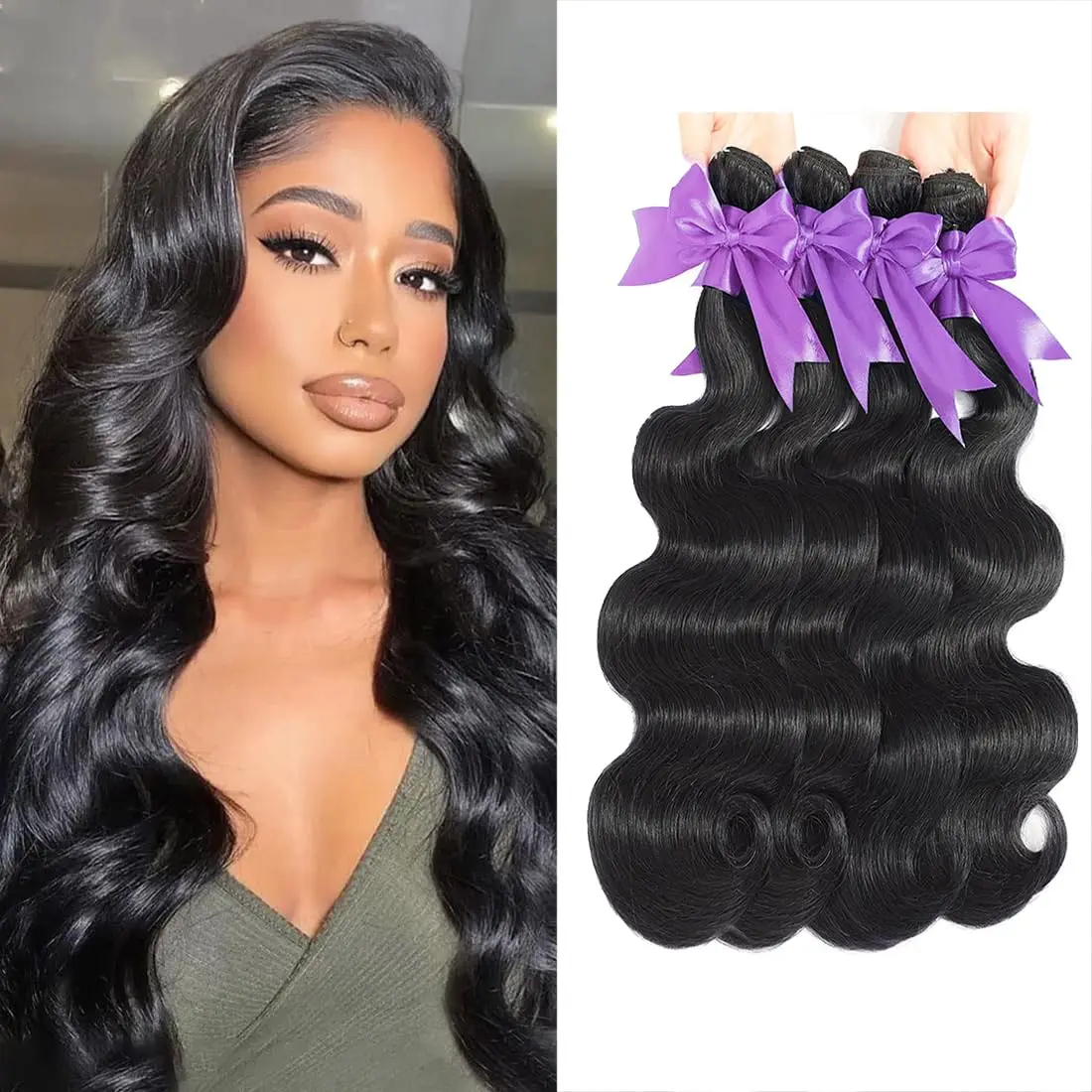 10A Human Hair Bundles Body Wave 3 Bundles Human Hair 20 22 24 Inch 100% Unprocessed Brazilian Virgin Human Hair