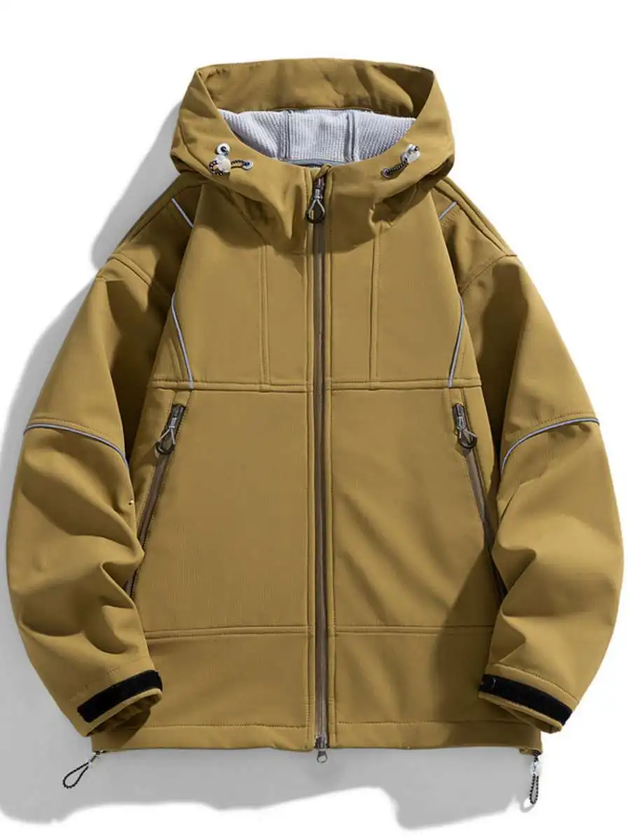 

Trendy Reflective Outdoor Jaet Waterproof Autumn Winter Soft ell Windbreaker ort Sve Long Sve Travel Jaet