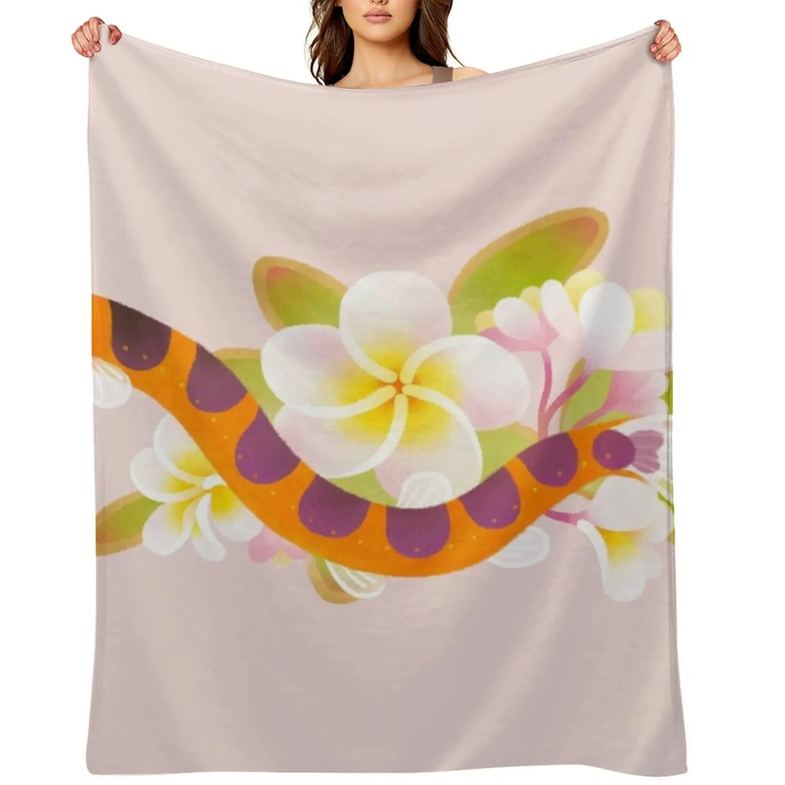 

Kuhli loach and plumeria Throw Blanket Single Bed linens Luxury Brand Baby Blankets