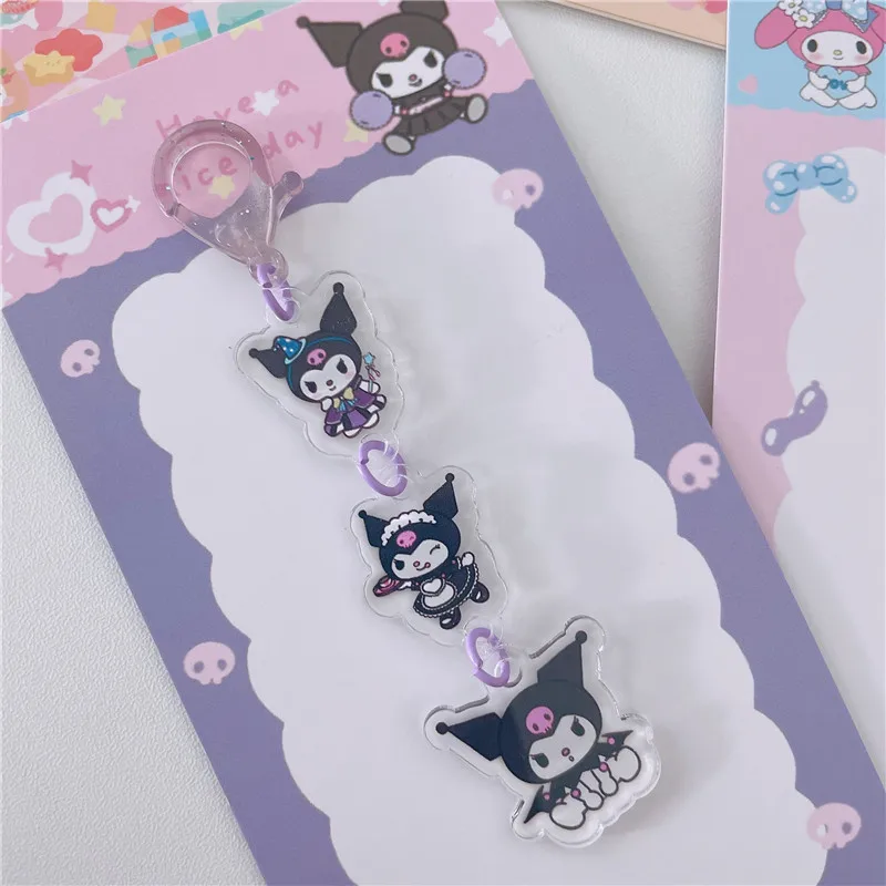 Sanrio Cute Kawaii Cartoon 10cm Kuromi My Melody Dark Wind Acrylic Bag Pendant Couple Keychain Acrylic Pendant Keyring Gifts