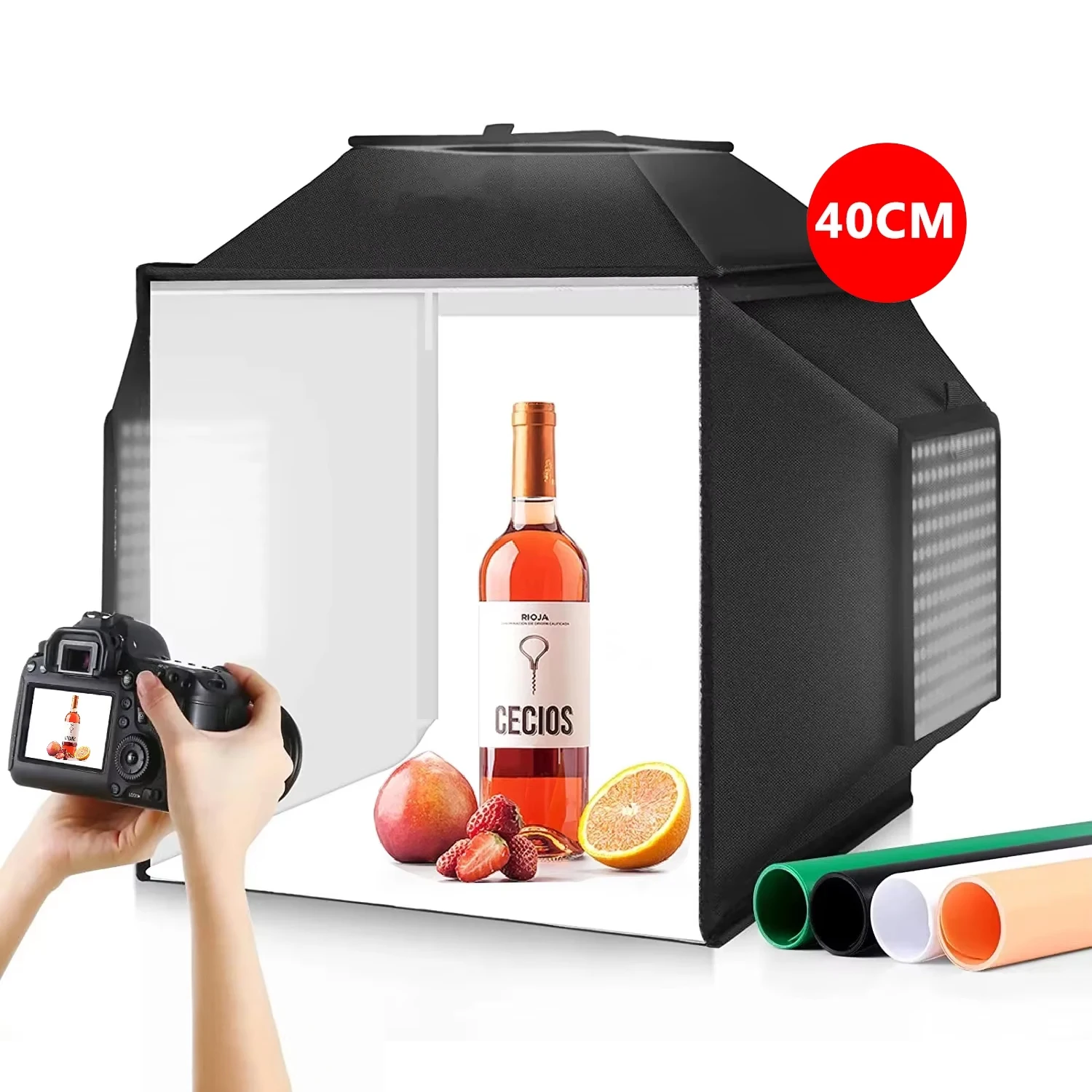 40CM/15.8'' Photo Studio Light Box & Softbox Kit For Photography With 4 Colors Backdrop,Photography Lightbox For Studio Shooting