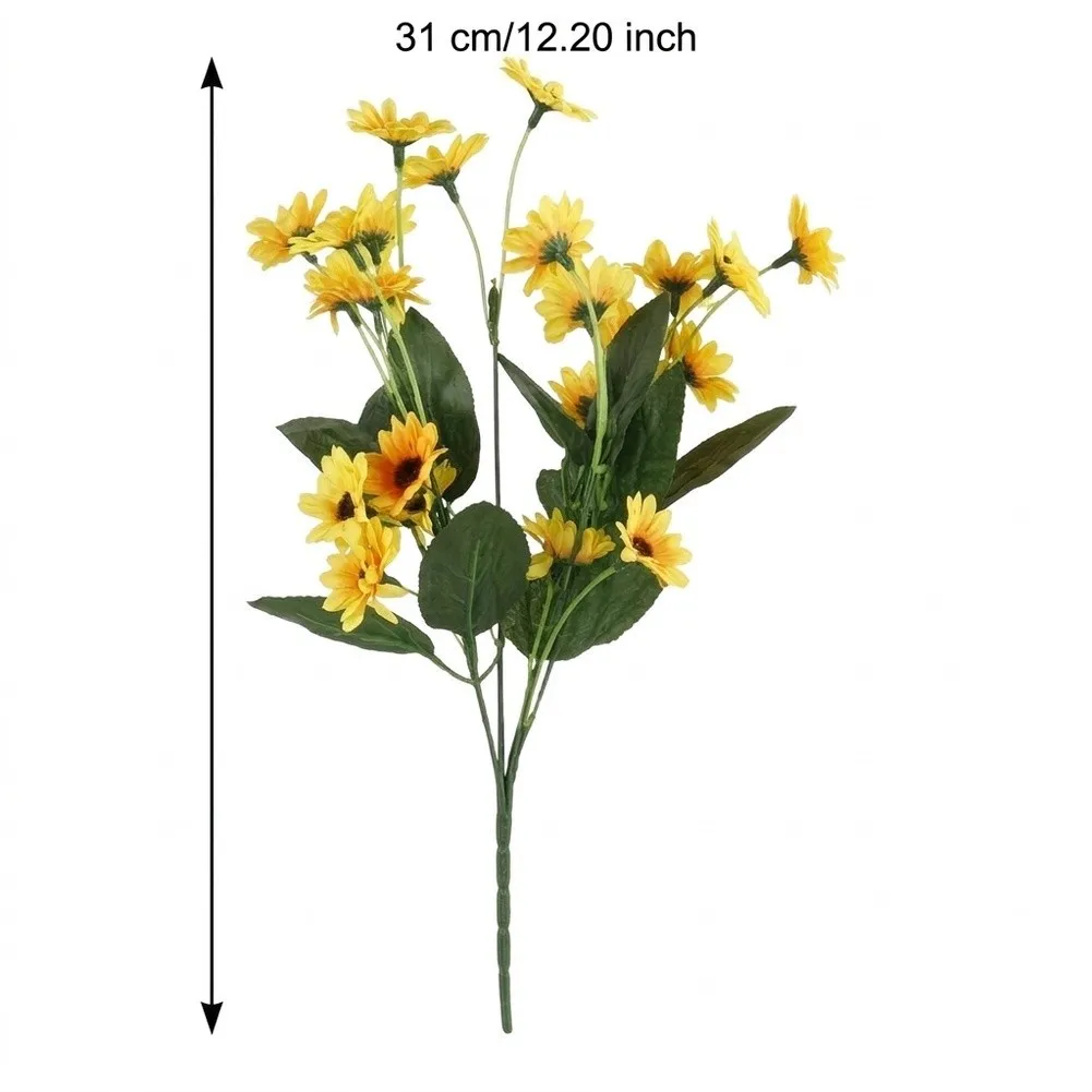 10Pcs Artificial Sunflower Bouquets Silk Fake Flowers With Iron Wire Stems For Home Wedding Party Table Centerpiece Floral Decor