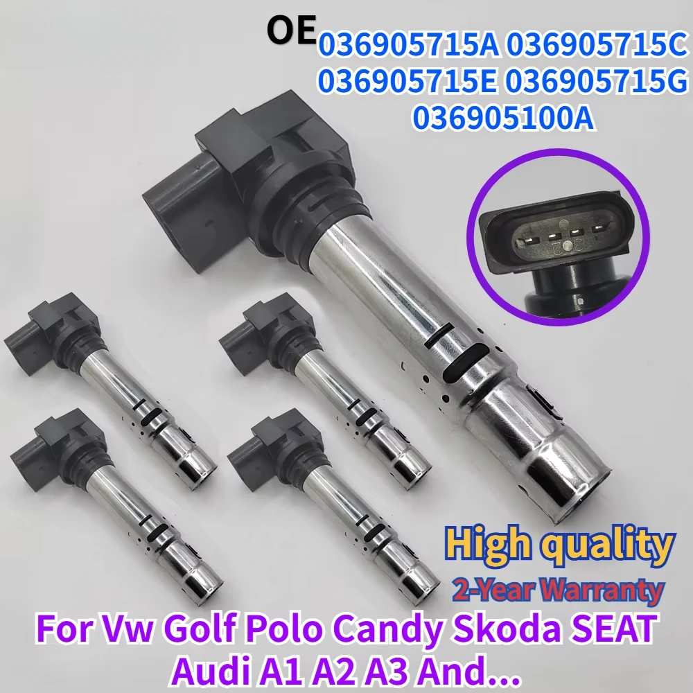 1/4Pcs 036905715G 036905100A for Vw Eos Passat Jetta Golf Polo Candy Skoda Rapid SEAT Audi A1 A2 A3 036905715A Ignition Coil