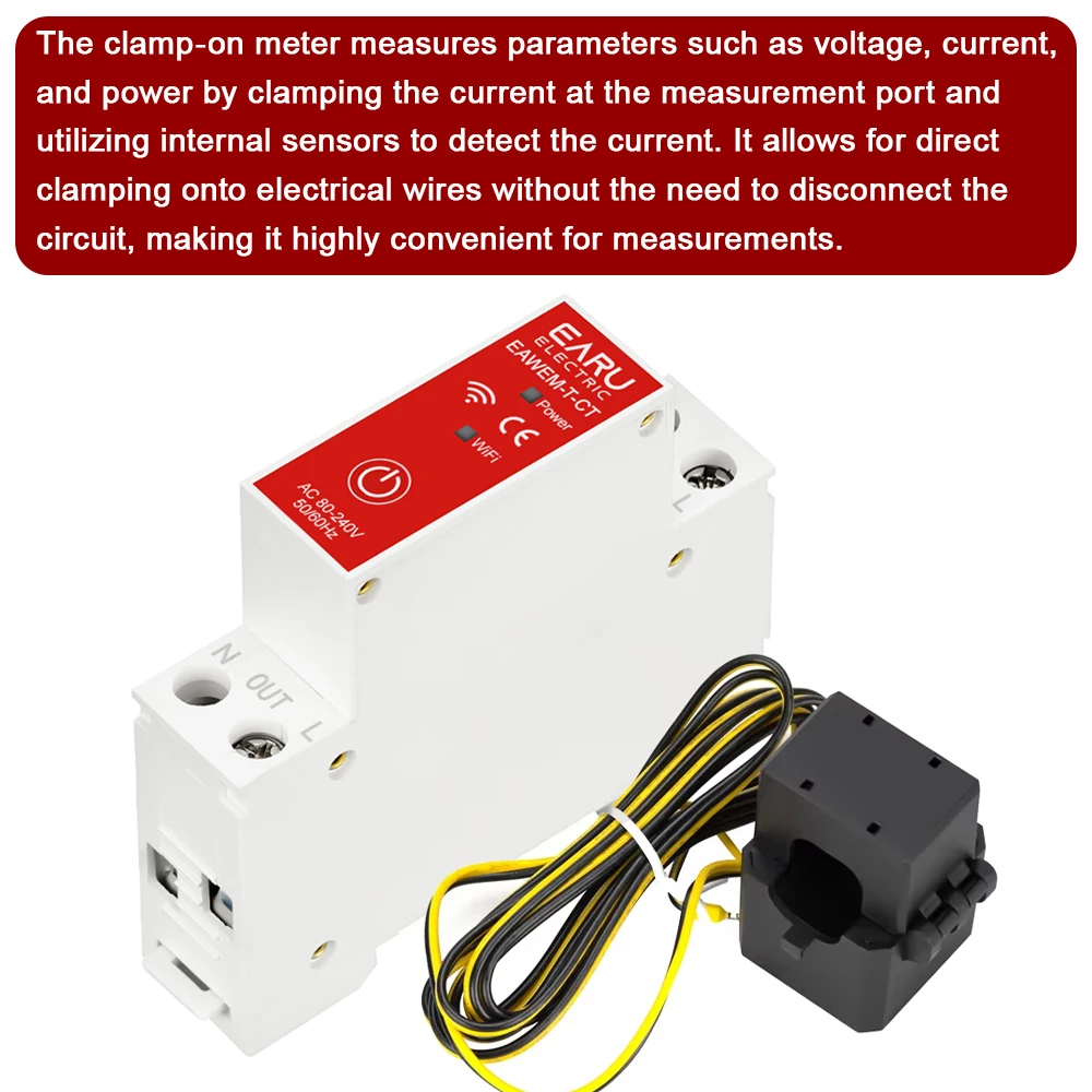 63A WiFi KWh مقياس الطاقة Tuya AC 110V 230V إحصائيات المراقبة الحالية مع مشبك CT