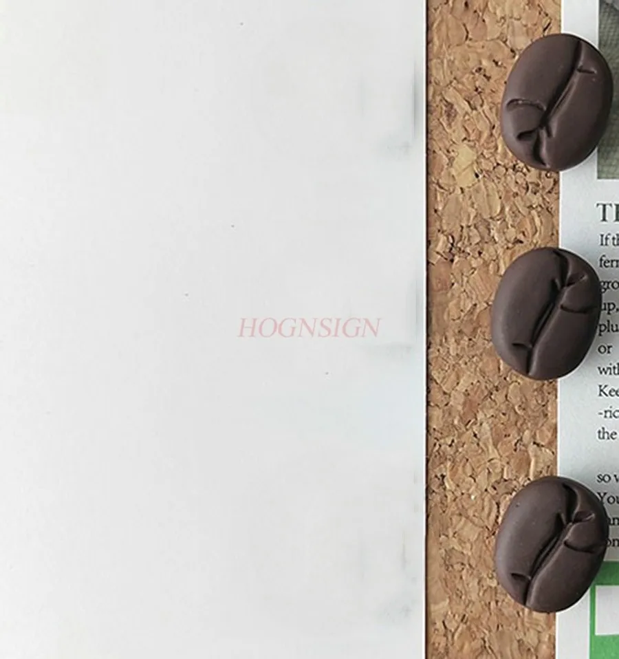 12pcs Matte coffee bean pushpin creative soft wooden board felt message board photo fixed decoration button