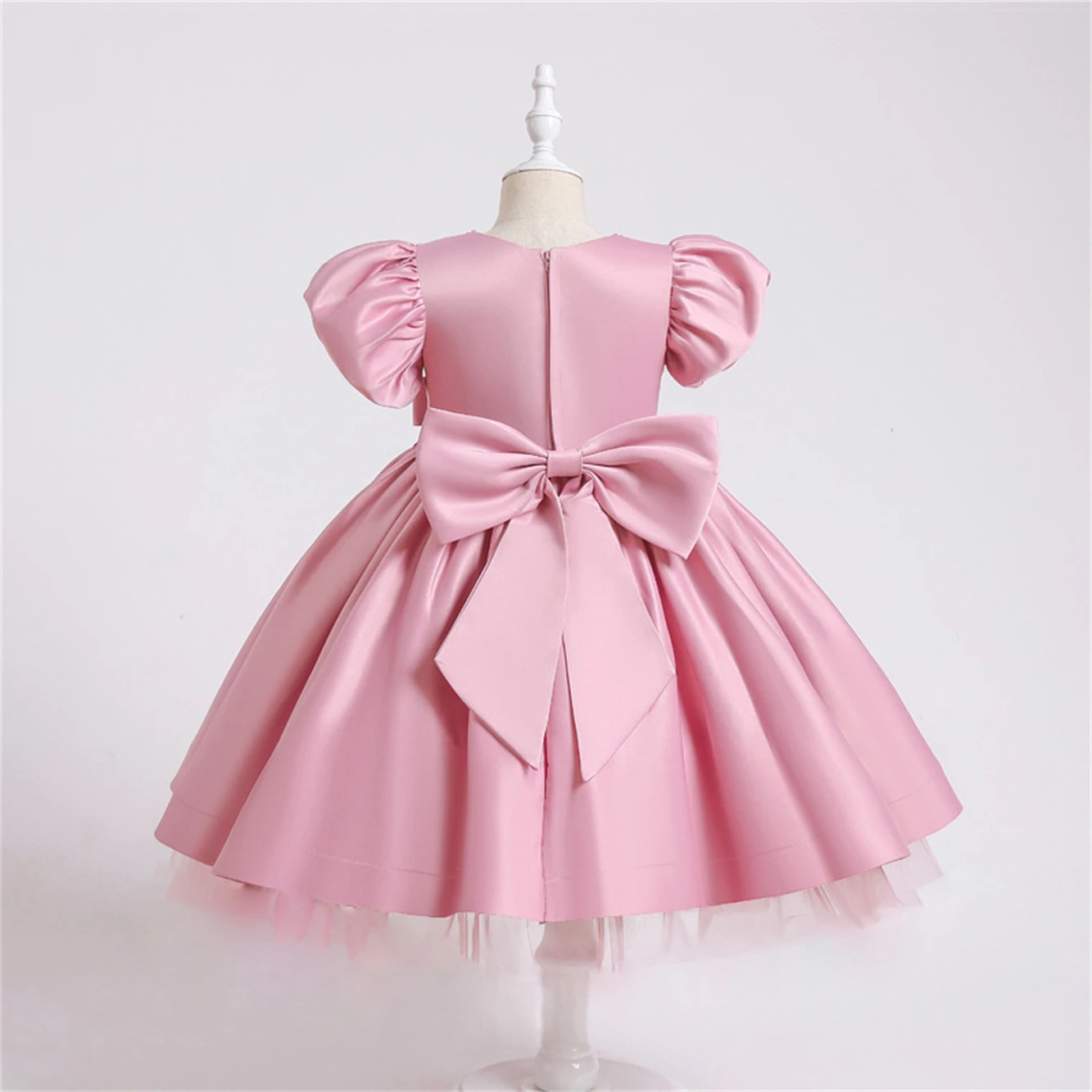 Kids Dress Princess Dress Girls Big Bow Knot Satin Little Girls Mesh Summer Tops