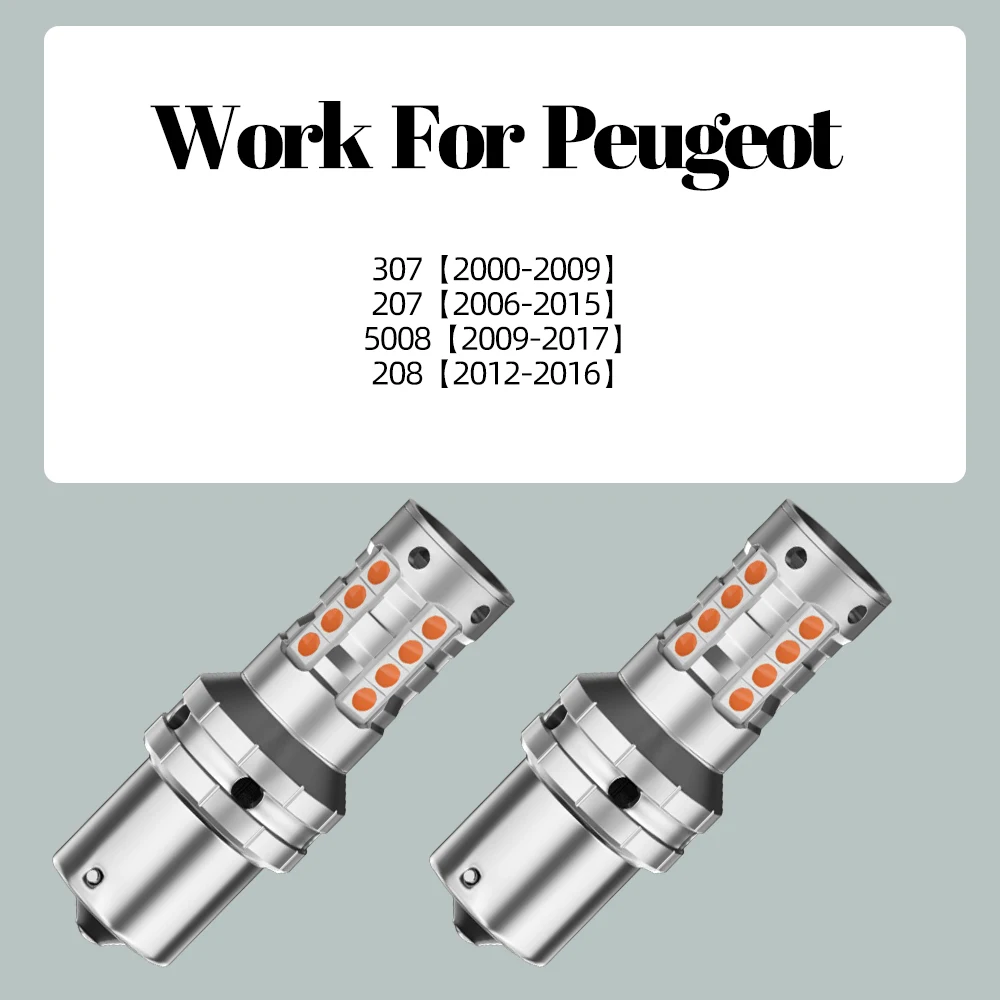 2 sztuki świateł hamowania LED P21W BA15S 1156 Canbus bez błędu do Peugeot 307 2000-2009 207 5008 208 2012-2016