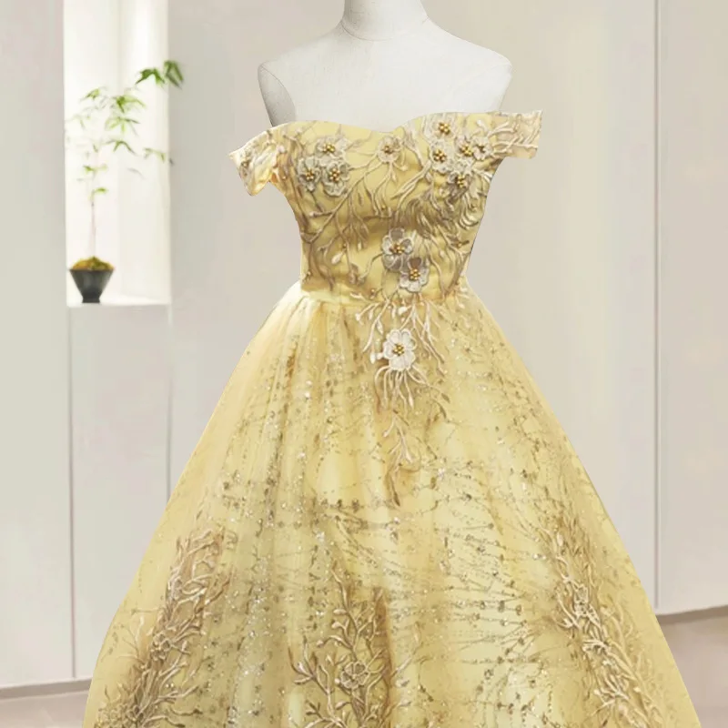 Vestido de baile de encaje de lujo para quinceañera, vestido de fiesta sin hombros, vestido de graduación de lentejuelas brillantes, Vestidos de talla grande