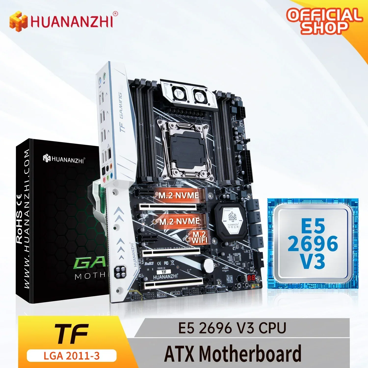 HUANANZHI X99 TF LGA 2011-3 XEON X99 Motherboard with Intel E5 2696 V3 support DDR3 DDR4 RECC memory combo kit set NVME SATA