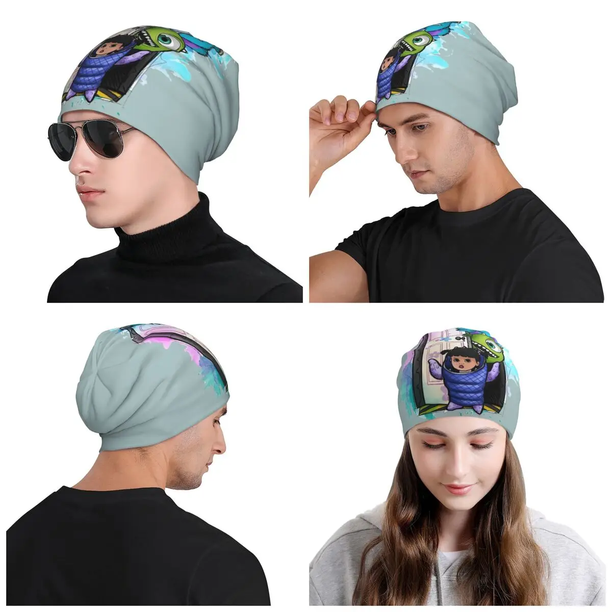 مخصص الوحش جامعة سوليفان مايك Skullies بيني قبعات موضة شتاء دافئ الرجال النساء قبعات متماسكة الكبار للجنسين بونيه القبعات